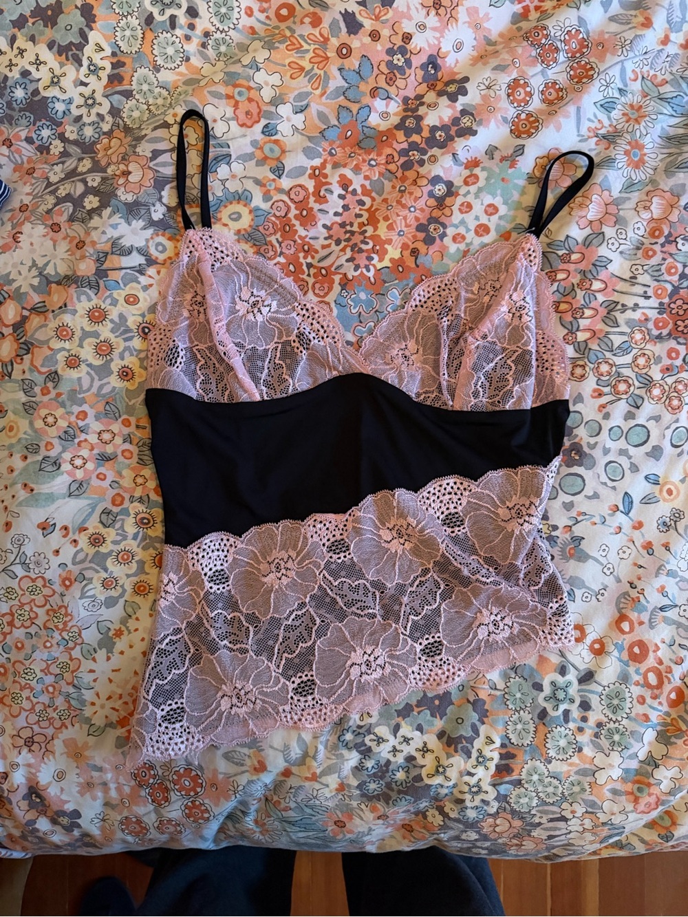 Princess Polly Black and Light Pink Lace Cami